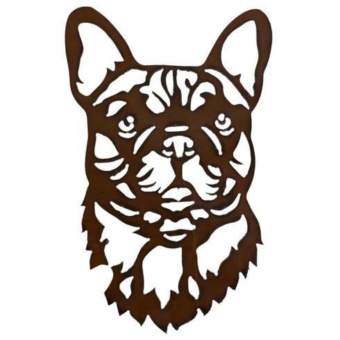 French Bulldog  - Rustic Rusted Pet Garden Sculpture - Solid Steel